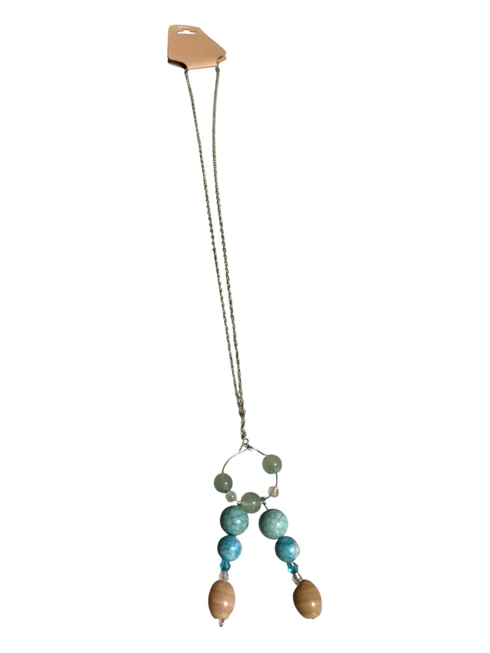 Beaded Pendant Necklace - Blue & Green Accent